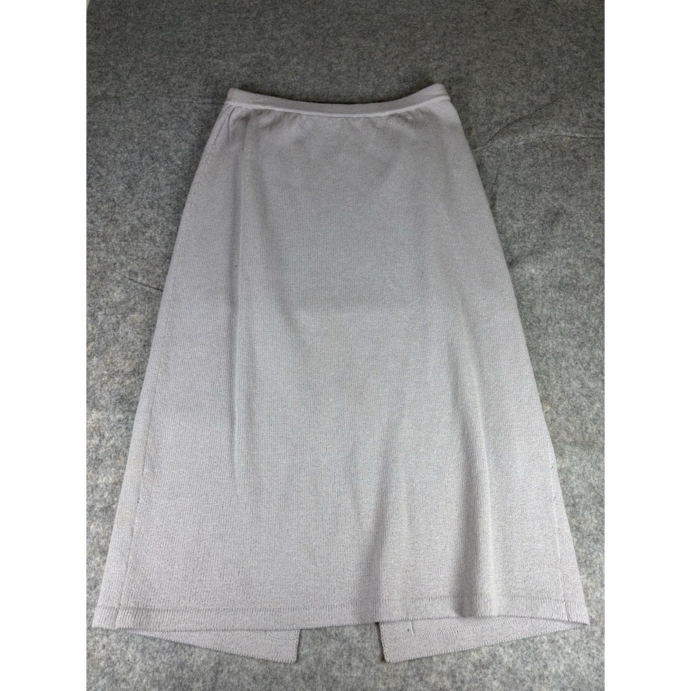 Unbranded Womens 12 Knit Maxi Skirt Gray Bejeweled Slit Wool Blend Old Money VTG